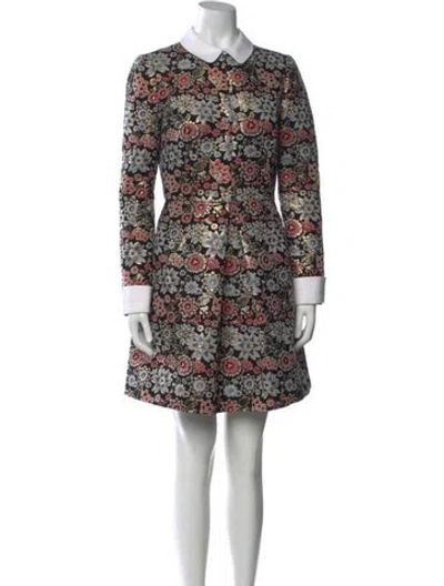Pre-owned Jill Stuart Floral Print Mini Dress In Black/metallic