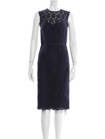 Pre-owned Jill Stuart Lace Pattern Knee-length Dress In Blue