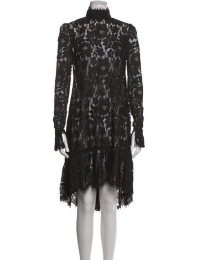 Pre-owned Jill Stuart Lace Pattern Midi Length Dress In Black