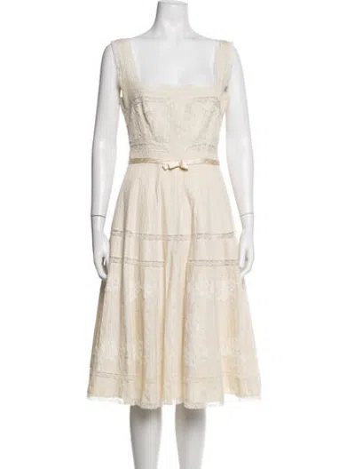 Pre-owned Jill Stuart Lace Pattern Midi Length Dress In Neutrals