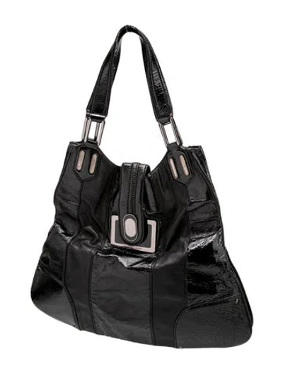 Pre-owned Jill Stuart Patent Leather Hobo In Black