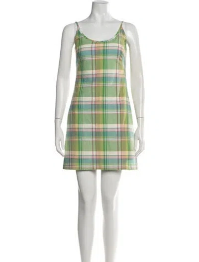 Pre-owned Jill Stuart Plaid Print Mini Dress In Green