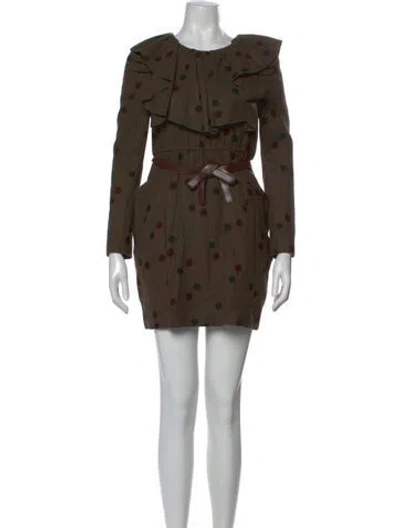 Pre-owned Jill Stuart Polka Dot Print Mini Dress In Green