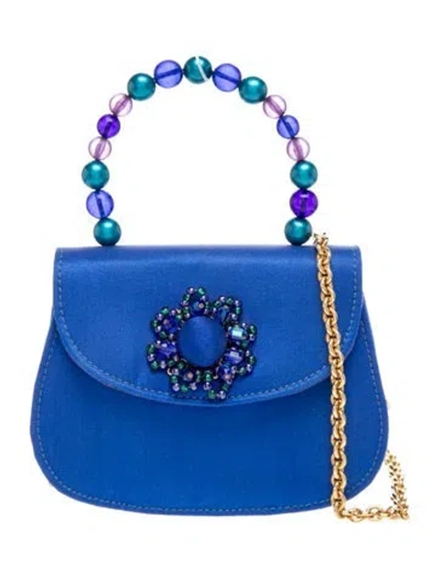 Pre-owned Jill Stuart Satin Top Handle Bag In Blue
