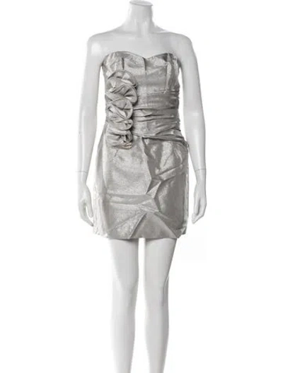 Pre-owned Jill Stuart Strapless Mini Dress In Silver