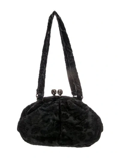 Pre-owned Jill Stuart Terry Cloth Shoulder Bag In Black