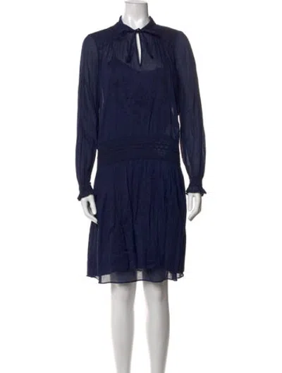 Pre-owned Jill Stuart Tie Neck Knee-length Dress In Blue