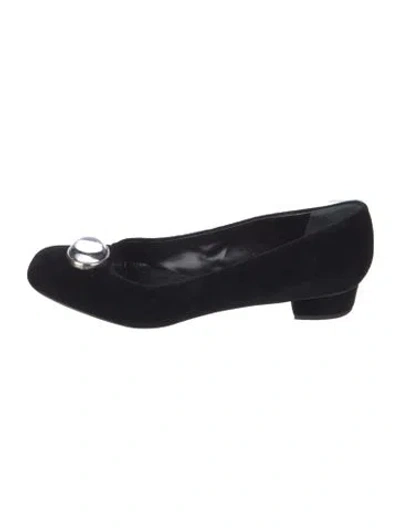 Pre-owned Jill Stuart Velvet Flats In Black