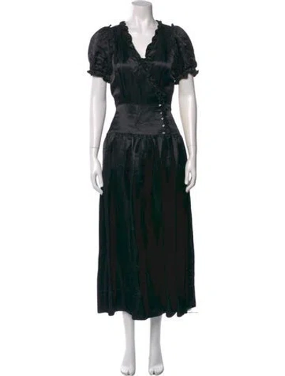 Pre-owned Jill Stuart V-neck Long Dress In Black
