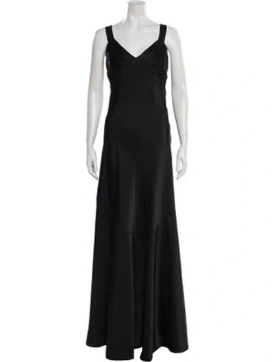 Pre-owned Jill Stuart V-neck Long Dress In Black