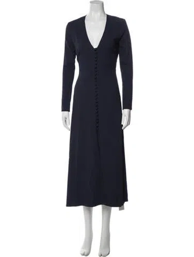 Pre-owned Jill Stuart V-neck Long Dress In Blue