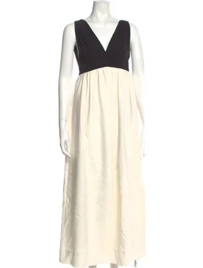 Pre-owned Jill Stuart V-neck Long Dress In Neutral