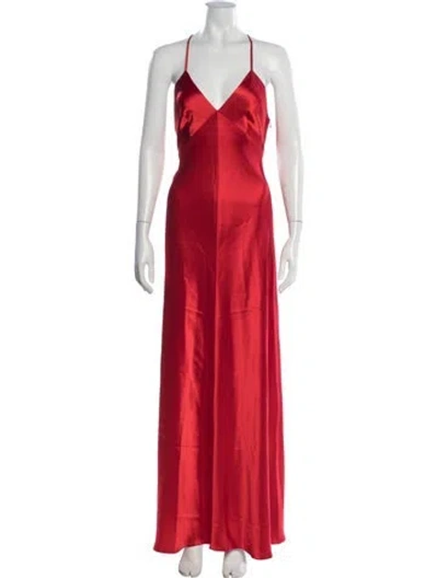 Pre-owned Jill Stuart V-neck Long Dress In Pink/red