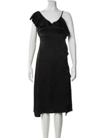 Pre-owned Jill Stuart V-neck Midi Length Dress In Black
