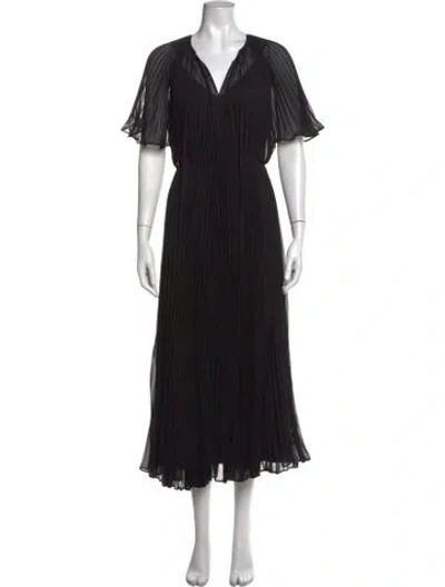 Pre-owned Jill Stuart V-neck Midi Length Dress In Black