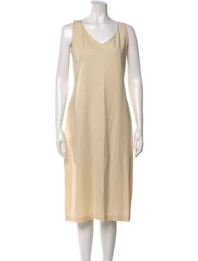 Pre-owned Jill Stuart V-neck Midi Length Dress In Neutral