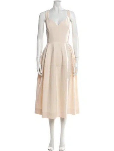 Pre-owned Jill Stuart V-neck Midi Length Dress In Neutral