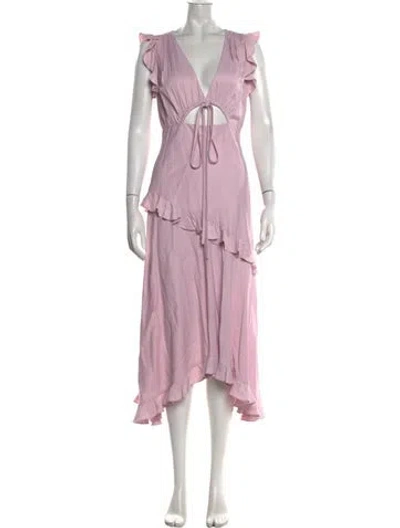 Pre-owned Jill Stuart V-neck Midi Length Dress In Purple