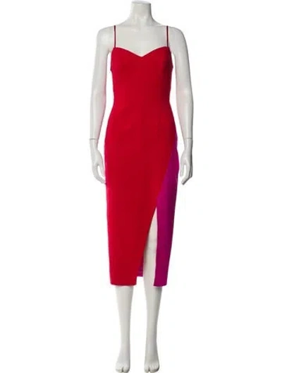 Pre-owned Jill Stuart V-neck Midi Length Dress In Red