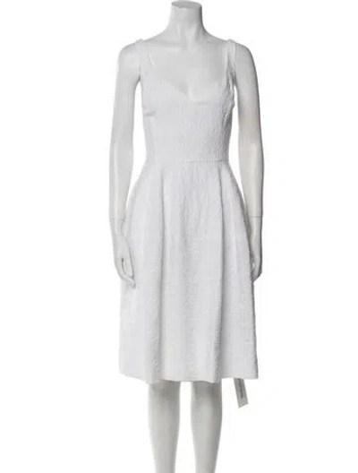 Pre-owned Jill Stuart V-neck Midi Length Dress In White