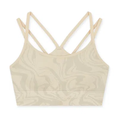 Jilla Active Women's Neutrals Ocean Swirl Sports Bra - Biscuit Beige