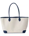 Jillian Ink Women's Carryall Shopper Tote Bag In Beige Navy Blue In Neutral