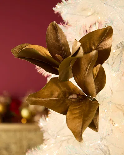 Jim Marvin 25" Magnolia Leaf Christmas Pick In Gold/brown
