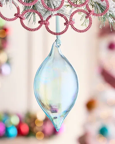 Jim Marvin Blue Winter Teardrop Bottle Glass Christmas Ornament