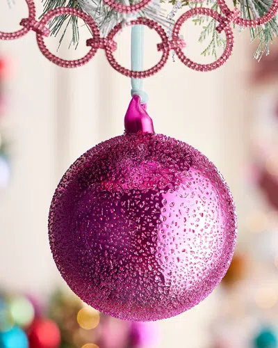 Jim Marvin Fuchsia Beaded Glass Sphere Christmas Ornament In Pink