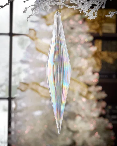 Jim Marvin Iridescent Clear Elliptical Glass Ornament, 12" In Multi