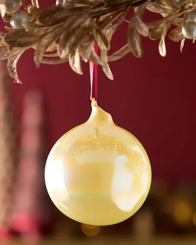 Jim Marvin Light Gold Pearl Glass Ball Christmas Ornament