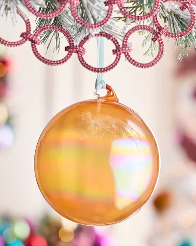 Jim Marvin Magenta Essence Glass Christmas Ornament In Gold
