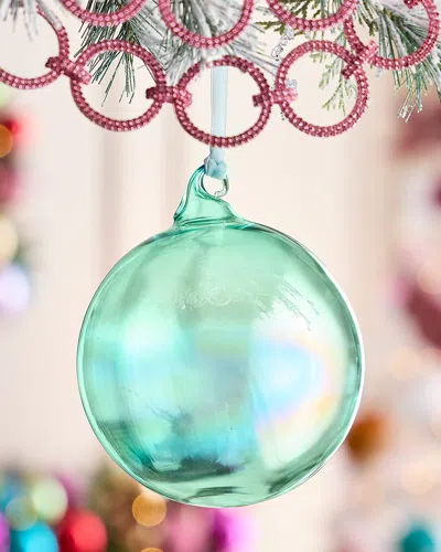 Jim Marvin Serene Aqua Bottle Glass Christmas Ornament In Green