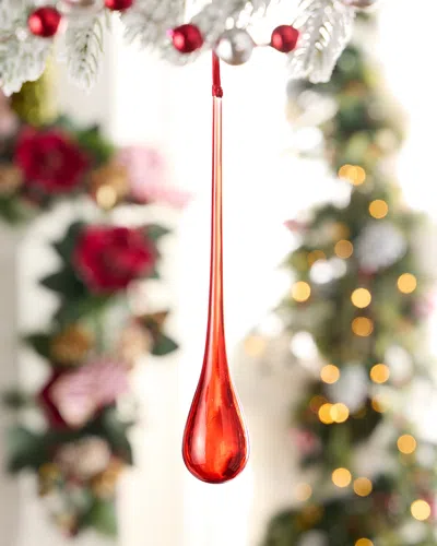Jim Marvin Teardrop Bottle Glass Christmas Ornament In Red