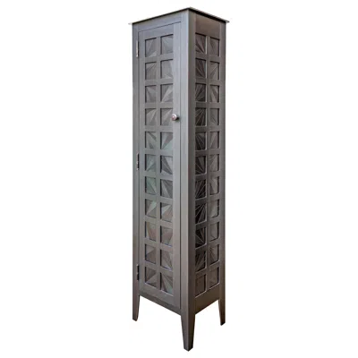 Pre-owned Jim Rose - Original Tall One Door "fans" Quilt Cupboard, Monochromatic Pattern In Red