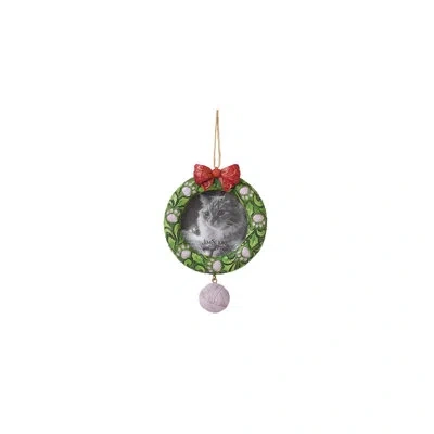 Jim Shore Animals And Birds   Cat Pet Wreath Frame Ornament 4.92in In Green