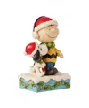 Jim Shore Charlie And Snoopy Wearing Scarf Figurine In Multi