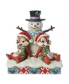 Jim Shore Chip And Dale With Snowman Figurine In Multi