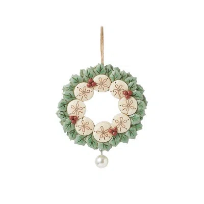 Jim Shore Coastal   Sand Dollar Wreath Ornament 4.13in In Green