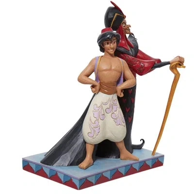 Jim Shore Disney Traditions Aladdin & Jafar Good Vs Evil Figurine 9.5in H In Black;white;red;multi