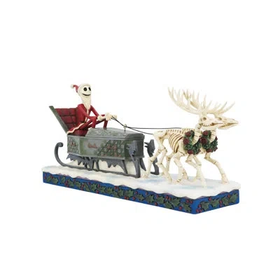 Jim Shore Disney Traditions Jack Skeleton Sleigh Figurine 6.5in In Multi