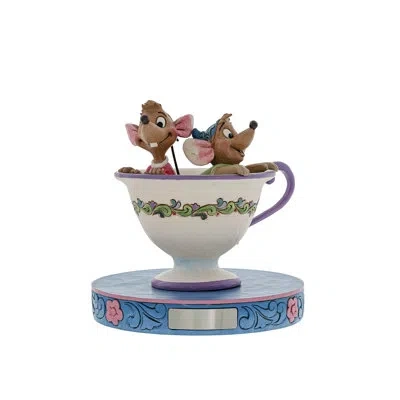 Jim Shore Disney Traditions Jaq And Gus In Teacup Figurine 4.5in H In Brown;green;beige