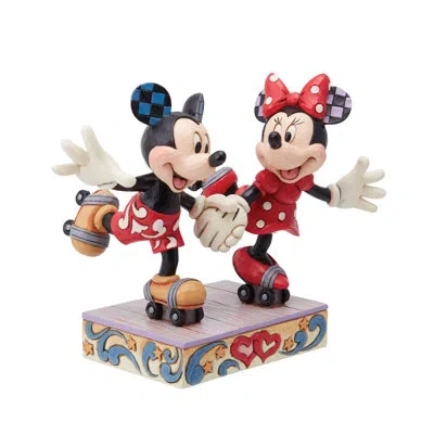Jim Shore Disney Traditions  Mickey& Minnie Roller Skating Figurine 5.5in H In Black;white;red