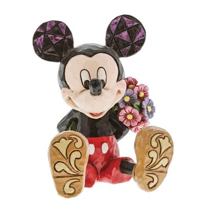 Jim Shore Disney Traditions  Mini Mickey' With Flowers Figurine 2.8in H In Blue;black;white