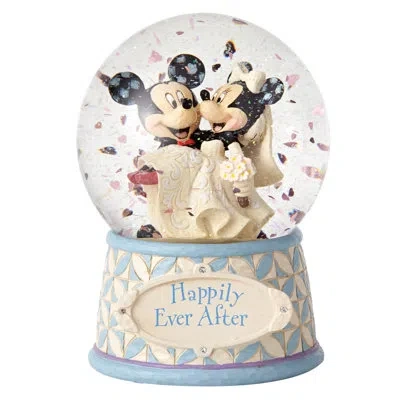 Jim Shore Disney Traditions Mickey & Minnie Wedding 120mm Waterball 6.5in H In Blue;red;beige