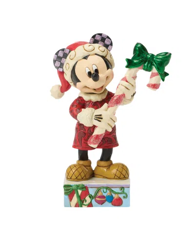 Jim Shore Disney Traditions Mickey With Candy Cane Figurine In Multi