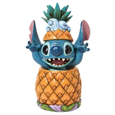 Jim Shore Disney Traditions Stitch In A Pineapple Figurine 5.8in H In Blue;green;orange