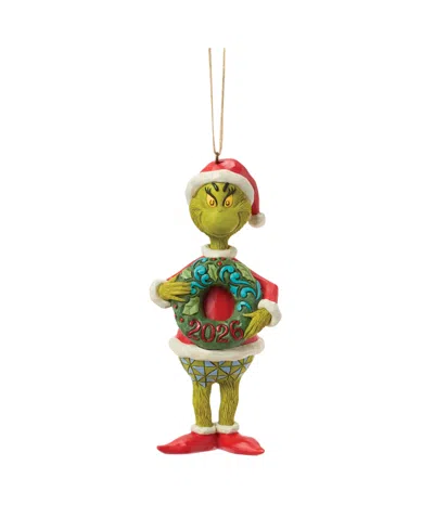 Jim Shore Dr. Seuss The Grinch Dated 2026 Wreath Hanging Ornament In Multi