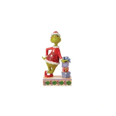 Jim Shore Dr. Seuss The Grinch  Grinch Grinch Leaning On Gifts Figurine 8in In Multi