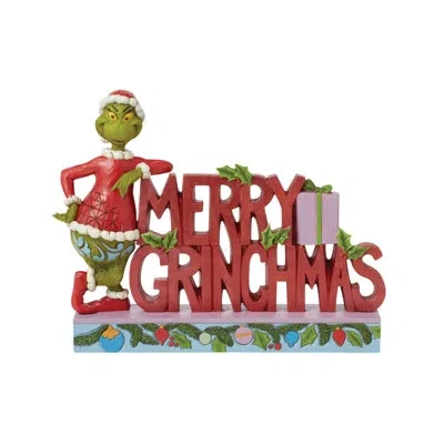 Jim Shore Dr. Seuss The Grinch  Grinch Grinch "merry Grinchmas" Word Figurine 7.09in In Red